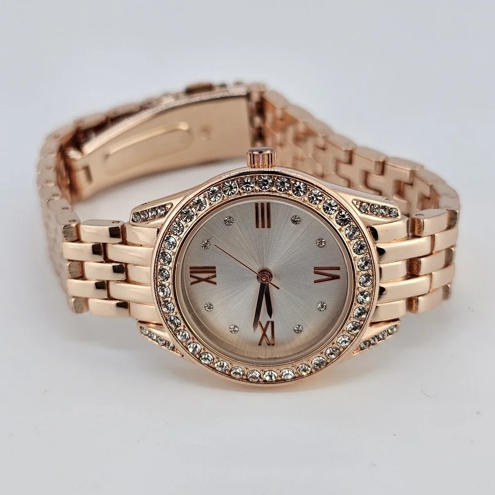 30MM Watch Women Gold Dial Gold Bracelet Band 6.75